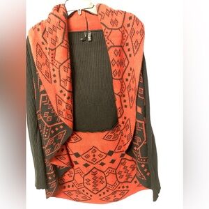 Vintage New Direction sweater size large red and black geometric design openlong